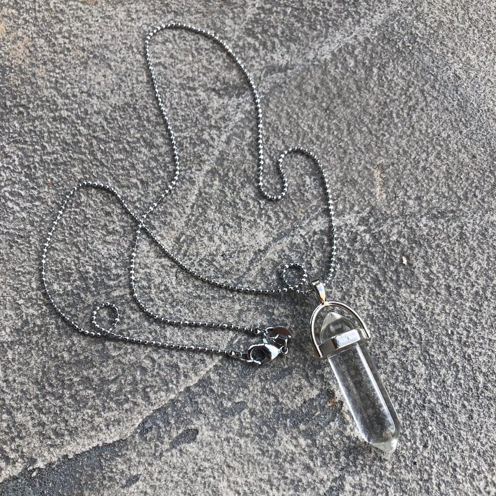Clear Quartz Crystal Gemstone Necklace